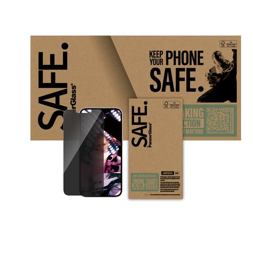 PanzerGlass SAFE. by ® 2-Way Privacy Screen Protector iPhone 17e | 16e | 14 | 13 | 13 Pro | Ultra-Wide Fit Doorzichtige schermbeschermer Apple 1 stuk(s)
