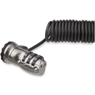 StarTech.com LTLOCK3DCOIL kabelslot Zwart, Roestvrijstaal 1,8 m