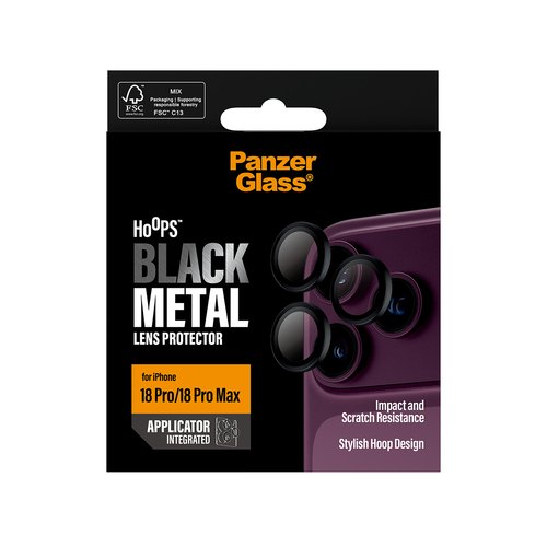 PanzerGlass ® Hoops® Camera Lens Protector Black iPhone 18 Pro | 18 Pro Max Doorzichtige schermbeschermer 1 stuk(s)