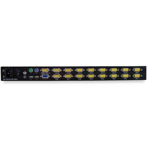 StarTech.com 16 port KVM Rack Console met 1,8m Lange Kabels, Geïntegreerde KVM Switch met 17" LCD Scherm, Universele 1U LCD KVM Console, OSD KVM, Duurzaam 50000 MTBF, USB + VGA Support, QWERTY Keyboard