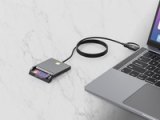 Manhattan Gecombineerde USB-C/USB-A-smartcardlezer, USB 2.0 Type-C- en Type-A-stekker naar contactlezerinterface, ondersteunt Windows, macOS en Linux, leest simkaarten met adapter (niet inbegrepen), kabel van 1 m, zwart