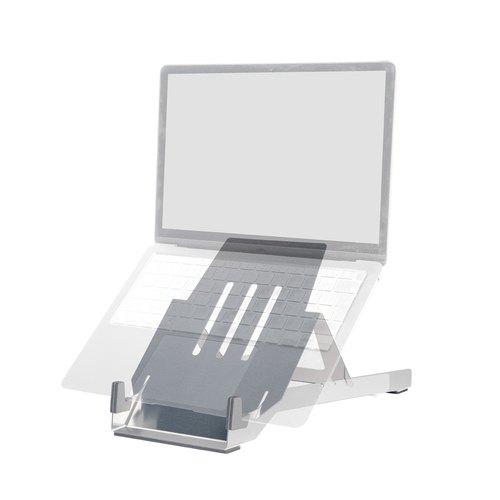 R-Go Tools Laptophouder R-Go Riser Basic, inklapbare en verstelbare laptopverhoger, aluminium, zilver