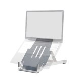 R-Go Tools Laptophouder R-Go Riser Basic, inklapbare en verstelbare laptopverhoger, aluminium, zilver