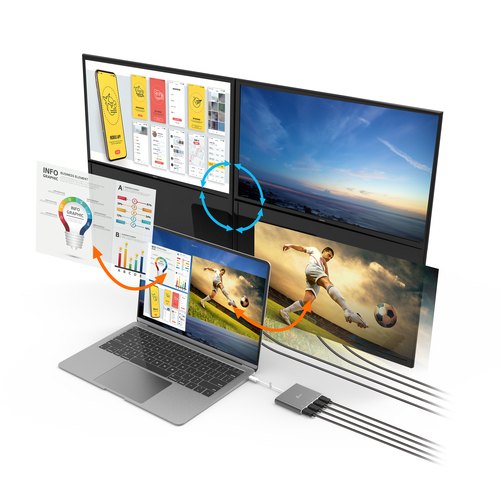 j5create JCA366-N USB-C™ naar 4-Port HDMI™ Multi-Monitor Adapter