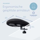 R-Go Tools Armsteun R-Go split, ergonomische armsteun in twee delen, verstelbaar, symmetrisch, met softfoam, zwart
