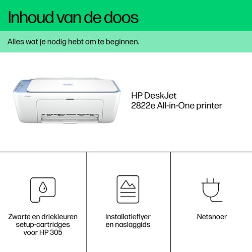 HP DeskJet 2822e Draadloos All-in-One Kleur Printer, Instant Ink; Kopieerapparaat, scanner
