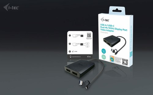 i-tec USB-A/USB-C Dual 4K/60 Hz DisplayPort Video Adapter