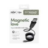 PanzerGlass empower™ by ® Magnetic 240W USB-C to USB-C Cable | USB 2.0 | 1.5M | Space Black USB-kabel 1,5 m Transparant