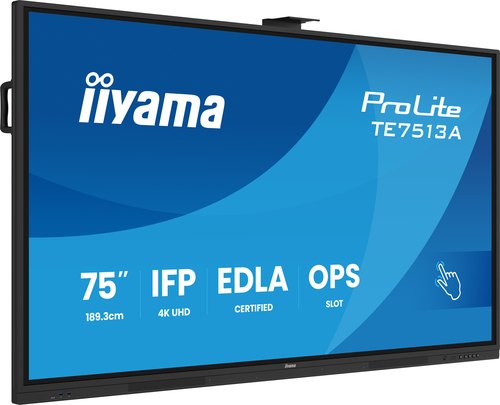 iiyama TE7513A-B2AG beeldkrant Interactief flatscreen 190,5 cm (75") Wifi 500 cd/m² 4K Ultra HD Zwart Touchscreen Type processor Android 24/7