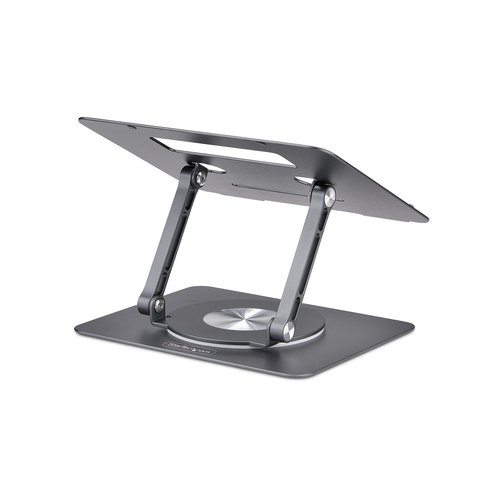 StarTech.com Draaibare Laptopstandaard, 360 Roterende Laptophouder voor Computer, Verhoogd plateau met Verstelbare Kanteling, Max 5kg, Aluminium