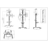 Manhattan Trolley voor TV’s en monitoren, voor schermen 37"–65", VESA-compatibiliteit: van 200x200 tot 600x400 mm (controleer de afmetingen van de vier montagegaten aan de achterzijde), max 50 kg, zilver, LFD, beugel, levenslange garantie