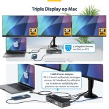 StarTech.com Triple-Monitor USB-C Docking Station, 140W Charging Dock voor MacBook Pro en Windows, 4K 60Hz HDMI of DisplayPort, TAA