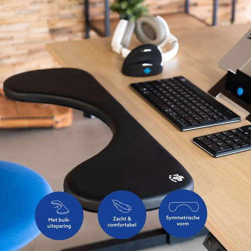 R-Go Tools Armsteun R-Go, ergonomisch, symmetrisch met buikuitsparing, soft foam, zwart