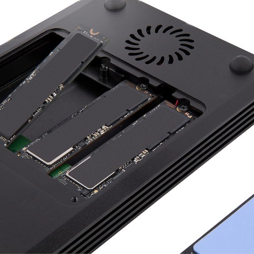 StarTech.com 4 Bay Thunderbolt 3 NVMe Behuizing voor M.2 NVMe SSD Drives, SSD M.2 Enclosure, 1x DisplayPort Video/ 2x TB3 Downstream Poorten, 40Gbps, 72W Power Supply, Externe Harde Schijf Behuizing