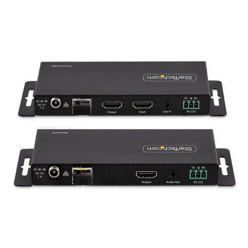 StarTech.com 4K HDMI over Fiber Extender Kit, 4K 60Hz tot 1km (Single Mode) of 300m (Multimode) LC Fiber Optic, HDR, HDCP, 3.5mm Audio/RS232/IR Extender, Transmitter & Receiver Kit, HDMI Rx/Tx