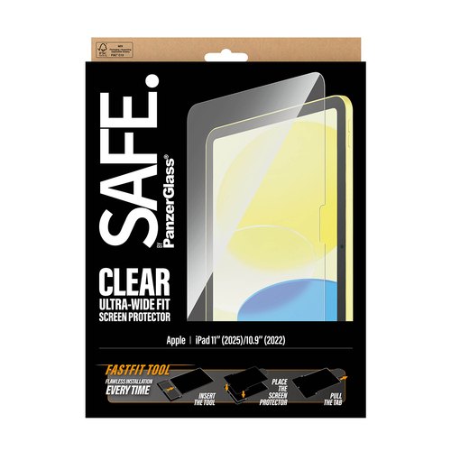 PanzerGlass SAFE. by ® Screen Protector iPad 11" (2025) | 10.9" (2022) | Ultra-Wide Fit w. FASTFIT TOOL Doorzichtige schermbeschermer Apple 1 stuk(s)