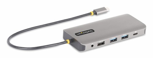 StarTech.com USB-C Triple Monitor Multiport Adapter, 5Gbps, Dual 4K 60Hz + 4K 30Hz HDMI & DisplayPort, 4-Port USB Hub, 100W PD Pass-Through, GbE, SD/MicroSD Kaartlezers