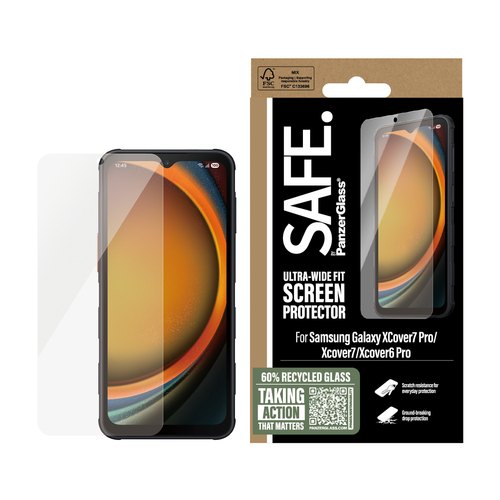 PanzerGlass SAFE. by ® Screen Protector Samsung Galaxy Xcover7 Pro | Xcover7 | Xcover6 Pro | Ultra-Wide Fit Doorzichtige schermbeschermer 1 stuk(s)