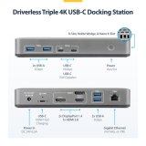 StarTech.com USB-C Docking Station Triple 4K Displays (2x 4K 60Hz, 1x 4K 30Hz), 100W Power Delivery, 6x USB 10Gbps, Gigabit Ethernet, DisplayPort + HDMI, Driverless Windows Laptop Dock