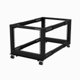 StarTech.com 4-Post 8U Mobiel Open Frame Server Rack, 19" Patchkast met Wielen en 4 Stijlen, Kleine Serverkast met Verstelbare Diepte voor Computer / AV / Netwerk Apparatuur - Wielen, Stelvoeten of Vloermontage