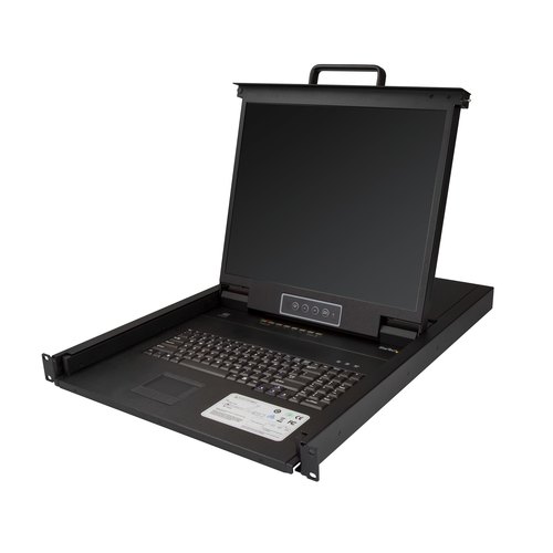 StarTech.com 8 port KVM Rack Console met 1,8m Lange Kabels, Geïntegreerde KVM Switch met 19" LCD Scherm, Universele 1U LCD KVM Console, OSD KVM, Duurzaam 50000 MTBF, USB + VGA Support, QWERTY Keyboard