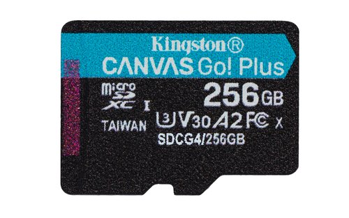 Kingston Technology 256GB microSDXC Canvas Go! Plus Gen4 200R A2 U3 enkel pakket zonder adapter