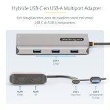 StarTech.com USB-C Multiport Adapter met Ingebouwde USB-C naar USB-A Dongle, Dual HDMI (4K30Hz/1080p60Hz), 3x USB-A 5Gbps, Mini Travel Dock, Laptop Docking Station, 40cm Kabel