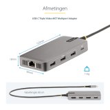StarTech.com USB-C Triple Monitor Multiport Adapter, Dual 4K 60Hz + 4K 30Hz HDMI & DisplayPort, 3-Port USB Hub, 10Gbps, 100W PD Pass-Through, GbE, Travel Dock, Windows & ChromeOS