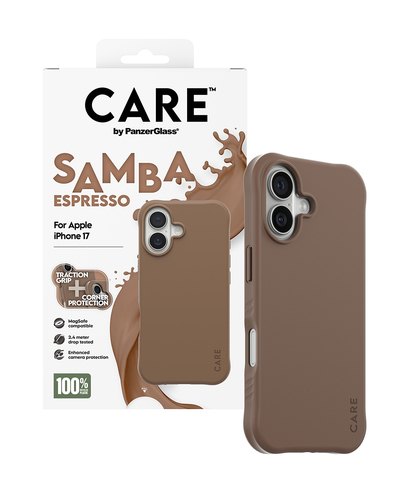 PanzerGlass CARE™ by ® Samba Case Espresso w. MagSafe iPhone 17 mobiele telefoon behuizingen Hoes Bruin