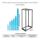 StarTech.com 4-Post 12U Mobiel Open Frame Server Rack, 19" Patchkast met Wielen en 4 Stijlen, Open Serverkast met Verstelbare Diepte voor Computer / AV / Netwerk Apparatuur - Wielen, Stelvoeten of Vloermontage
