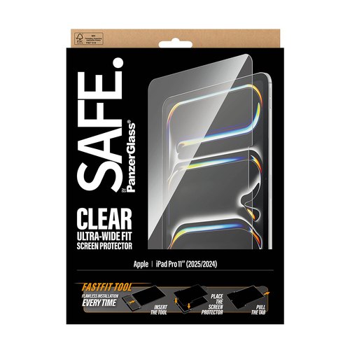PanzerGlass SAFE. by ® Screen Protector iPad Pro 11" (2024-2025) | Ultra-Wide Fit w. FASTFIT TOOL Doorzichtige schermbeschermer Apple 1 stuk(s)