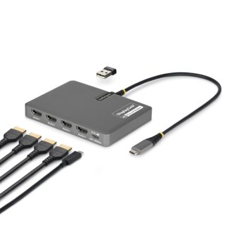 StarTech.com USB-C naar Quad-Monitor Adapter, 4K 60Hz HDMI, 140W PD Passthrough voor Laptop Opladen, USB Poort voor Wireless Toetsenbord / Muis, TAA