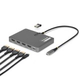 StarTech.com USB-C naar Quad-Monitor Adapter, 4K 60Hz HDMI, 140W PD Passthrough voor Laptop Opladen, USB Poort voor Wireless Toetsenbord / Muis, TAA