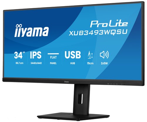 iiyama ProLite XUB3493WQSU-B6 computer monitor 86,4 cm (34") 3440 x 1440 Pixels UltraWide Quad HD LED Zwart
