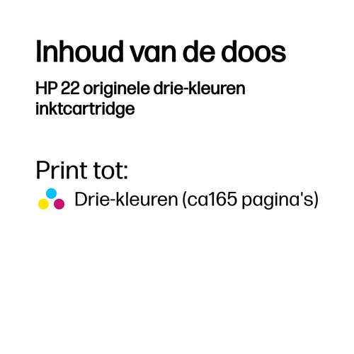 HP 22 originele drie-kleuren inktcartridge