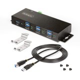 StarTech.com 7-Port Managed USB Hub met 4x USB-A, Heavy Duty met Industriële Stalen Behuizing, ESD & Overspanningsbeveiliging, Wand/Bureau/Din-Rail Montage, USB 3.0/3.1/3.2 Gen 1 5Gbps
