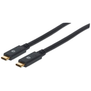 Manhattan USB-C naar USB-C kabel, 2 m, mannelijk naar mannelijk, 5 Gbps (USB 3.2 Gen1 / USB 3.0), 3A, zwart, levenslange garantie, equivalent aan USB315CC2M