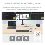 StarTech.com USB-C Triple Monitor Multiport Adapter, 5Gbps, Dual 4K 60Hz + 4K 30Hz HDMI & DisplayPort, 4-Port USB Hub, 100W PD Pass-Through, GbE, SD/MicroSD Kaartlezers