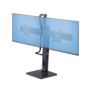 StarTech.com Crossbar Dual Monitor Standaard voor Bureau, Voor Twee 27-inch Schermen, VESA Montageplaat 75x75/100x100, Hoogteinstelling zonder Gereedschap, Tot 6kg Per Scherm