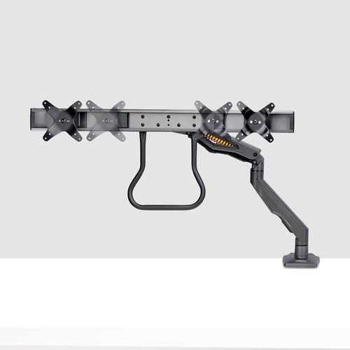 StarTech.com Dual Monitor Arm met Crossbar voor Bureau, Tot 27 inch Schermen, VESA 75x75/100x100, Max 15kg, C-klem, Volledig Scharnierend, Arm met Veermechanisme, TAA