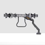 StarTech.com Dual Monitor Arm met Crossbar voor Bureau, Tot 27 inch Schermen, VESA 75x75/100x100, Max 15kg, C-klem, Volledig Scharnierend, Arm met Veermechanisme, TAA