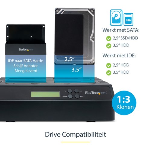 StarTech.com 4-Bay Hard Drive Cloner en Wisser, Standalone 1:3 HDD/SSD Kloner/Copier/Earser, USB 3.0/eSATA naar SATA Docking Station, Hard Disk Duplicator en Secure Erase Dock, Toolless/Top-Loading Ontwerp