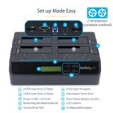 StarTech.com 4-Bay Hard Drive Cloner en Wisser, Standalone 1:3 HDD/SSD Kloner/Copier/Earser, USB 3.0/eSATA naar SATA Docking Station, Hard Disk Duplicator en Secure Erase Dock, Toolless/Top-Loading Ontwerp