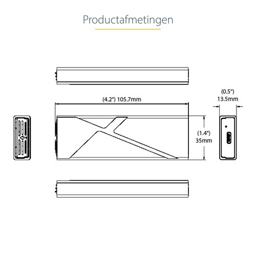 StarTech.com USB-C 10Gbps naar M.2 NVMe or M.2 SATA SSD Behuizing, Gereedschaploze Externe M.2 PCIe/SATA NGFF SSD Aluminum Case, USB Type-C&A Host Kabels, Ondersteunt 2230/2242/2260/2280