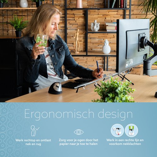 R-Go Tools Documenthouder R-Go Flex Read, ergonomisch, met soft foam polssteun, transparant acrylaat