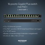 NETGEAR GS316EP Managed Gigabit Ethernet (10/100/1000) Power over Ethernet (PoE) Zwart