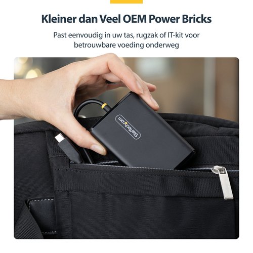 StarTech.com 65W USB-C Laptop Oplader met 1,5m Geïntegreerde USB-C Kabel, Power Adapter Brick voor Dell, XPS, HP ProBook, MacBook Pro, Microsoft Surface Pro