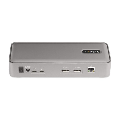StarTech.com Dual-Laptop USB-C KVM Docking Station, Dual Monitor 4K 60Hz DisplayPort Dock, 5-Port USB Hub, GbE, 90W/45W Power Delivery voor Twee Laptops, Windows/Mac, Dual Host KVM Dock