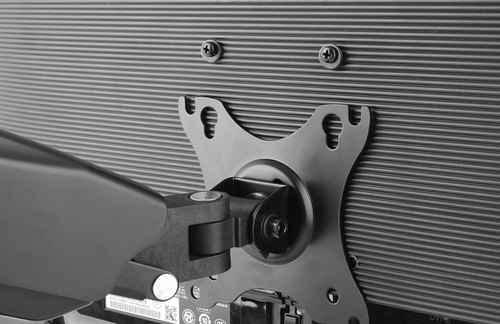 Manhattan Bureaubeugel voor TV’s en monitoren (Volledig Verstelbaar met veer), voor schermen 13"–27", met tafelklem of bladdoorvoer, VESA-compatibiliteit: 75x75 en 100x100 mm (controleer de afmetingen van de vier montagegaten aan de achterzijde), max. 9 kg, zwart