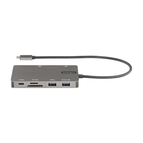 StarTech.com USB C Multiport Adapter, HDMI 4K 30Hz of VGA Travel Dock, 5Gbps USB 3.0 Hub (USB A / USB Type-C Ports), 100W Power Delivery, SD/Micro SD Card Reader, GbE, 30cm Kabel, USB-C Mini Dock
